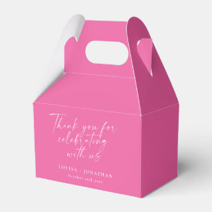 Elegant Trendy Script Custom Thank You Hot Pink Favour Box
