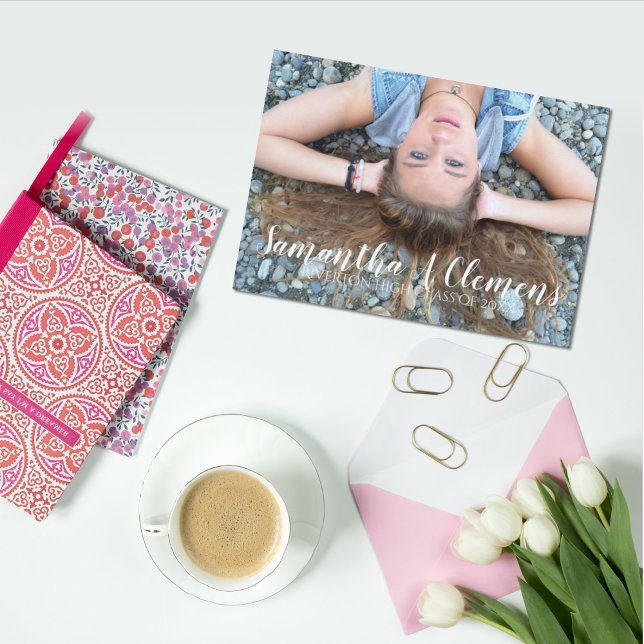 Elegant Trendy Script Photo Graduation Invitation (Creator Uploaded)