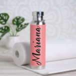 elegant trendy stylish pink black  personalised  water bottle<br><div class="desc">elegant stylish pink black handwriting personalised Water Bottle</div>