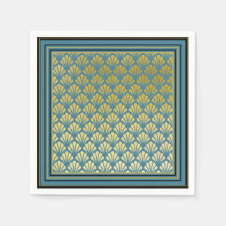 Elegant Trendy Teal Art Deco Fan Pattern Wedding Napkin