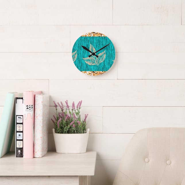 Elegant Trendy Teal Round Clock (Reading Room)