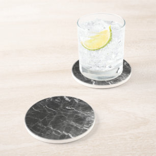 Elegant Trendy Template Black Marble Design Round Coaster