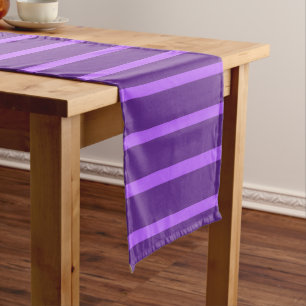 Elegant Trendy Template Royal Purple Stripes Short Table Runner