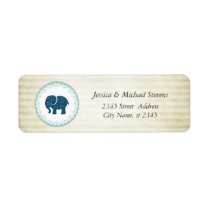 Elegant trendy vintage narrow stripes elephant return address label