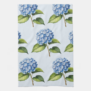 Elegant Trendy Watercolor Hydrangea Floral  Tea Towel