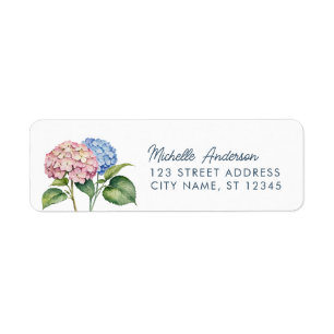 Elegant Trendy Watercolor Hydrangea Return Address Label