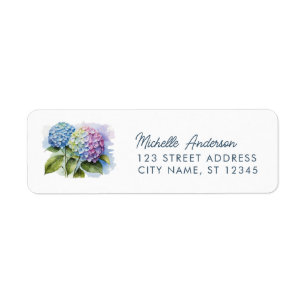 Elegant Trendy Watercolor Hydrangea Return Address Label