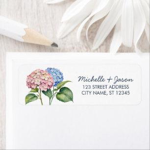 Elegant Trendy Watercolor Hydrangea Return Address Label