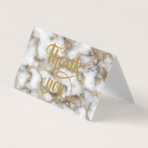 Elegant Trendy White Gold Marble Thank You Card