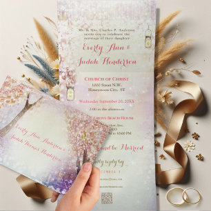 Elegant Tri-Fold Fairy Tale Wedding Includes RSVP Invitation
