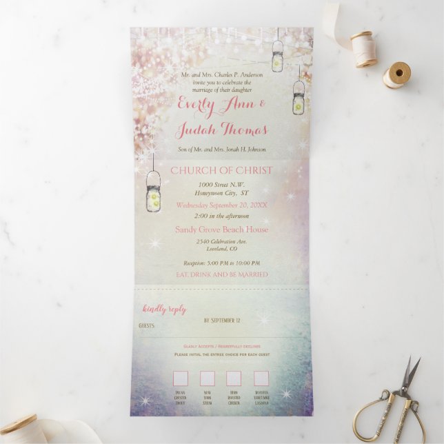 Elegant Tri-Fold Fairy Tale Wedding Includes RSVP Programme (Inside)
