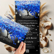 Elegant Tri-Fold Heart Leaf Wedding Includes RSVP