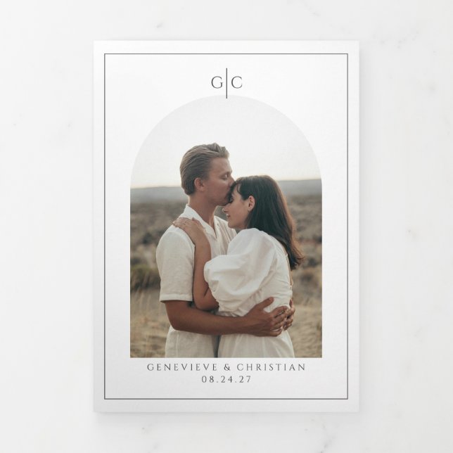 Elegant Tri-Fold Wedding Invitation with Photos (Cover)