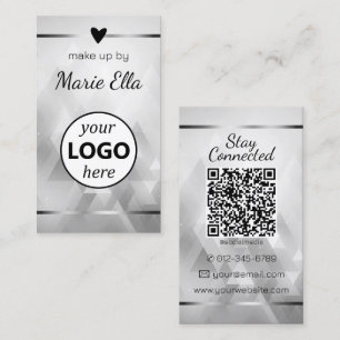 Elegant Triangle Pattern Heart Photo QR Code Logo Business Card