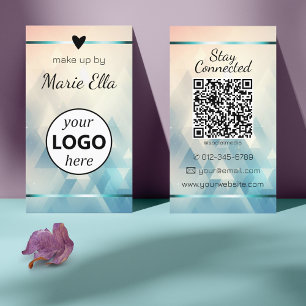 Elegant Triangle Pattern Heart Photo QR Code Logo Business Card