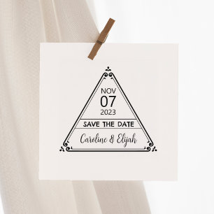 Elegant Triangle Save the Date Wedding  Rubber Stamp