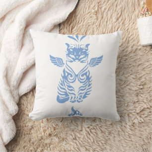 Elegant Tribal Cat Art Throw Pillow