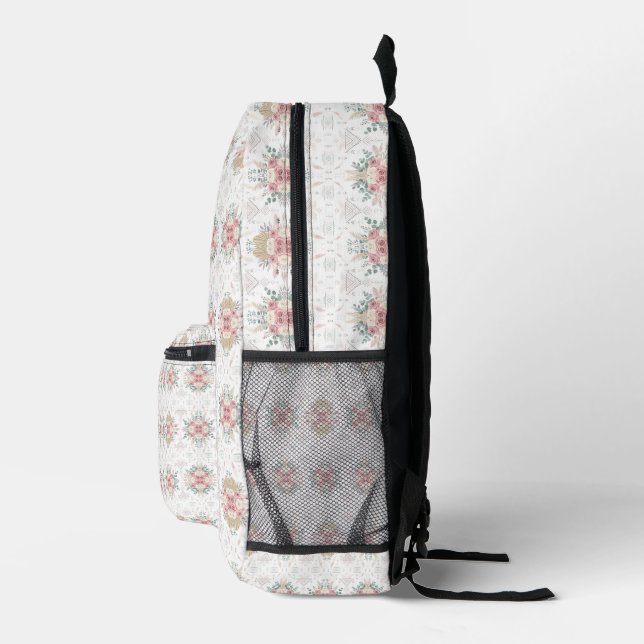 Elegant Tribal Floral Printed Backpack (Right)