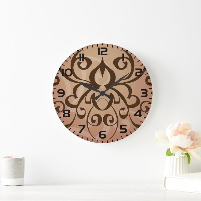 Elegant Tribal Swirl Tattoo Style  Large Clock (Creator Uploaded)
