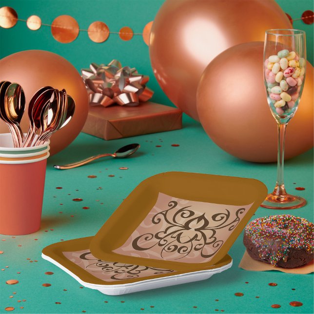 Elegant Tribal Swirl Tattoo Style  Paper Plate (Creator Uploaded)