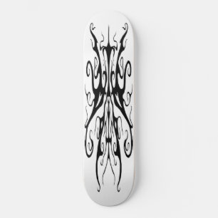 Elegant Tribal Tattoo Design - black and white Skateboard