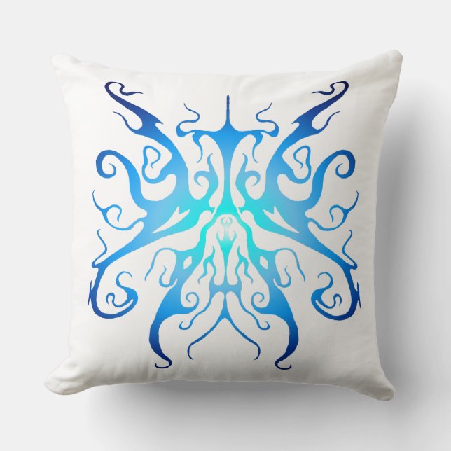 Elegant Tribal Tattoo Design - blue Cushion (Front)