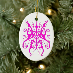 Elegant Tribal Tattoo Design - pink Ceramic Ornament