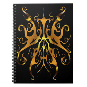 Elegant Tribal Tattoo - gold on black Notebook