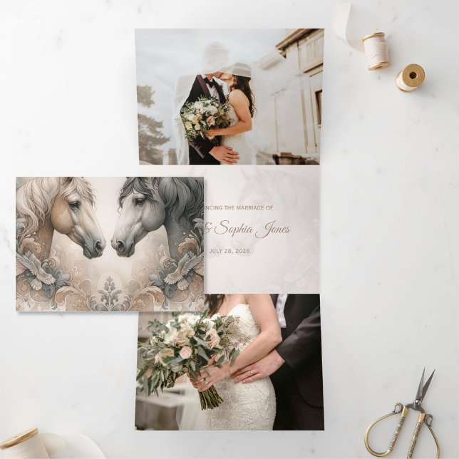 Elegant Trifold Add Photo Marriage Announcement (Creator Uploaded)