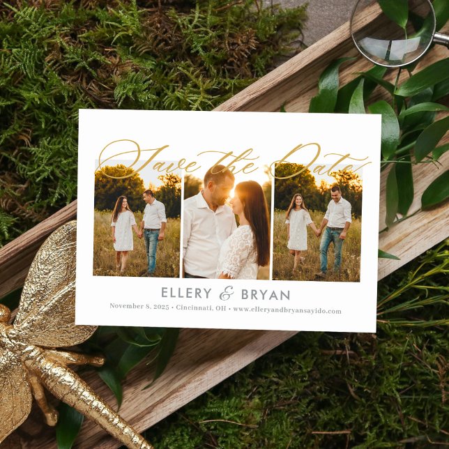 Elegant Trio Editable Colour Save The Date Card (Creator Uploaded)