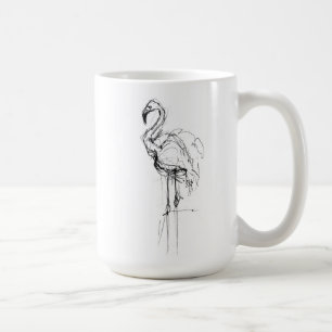 Elegant Tropic Flamingo Sketch Coffee Mug