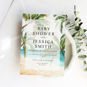 Elegant Tropical Beach Baby Shower Invitation