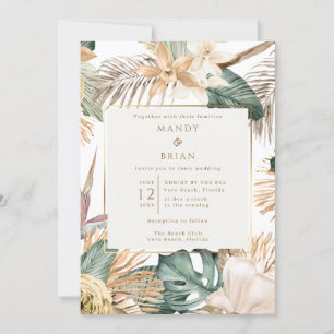 Elegant Tropical Beach Destination Wedding  Invitation