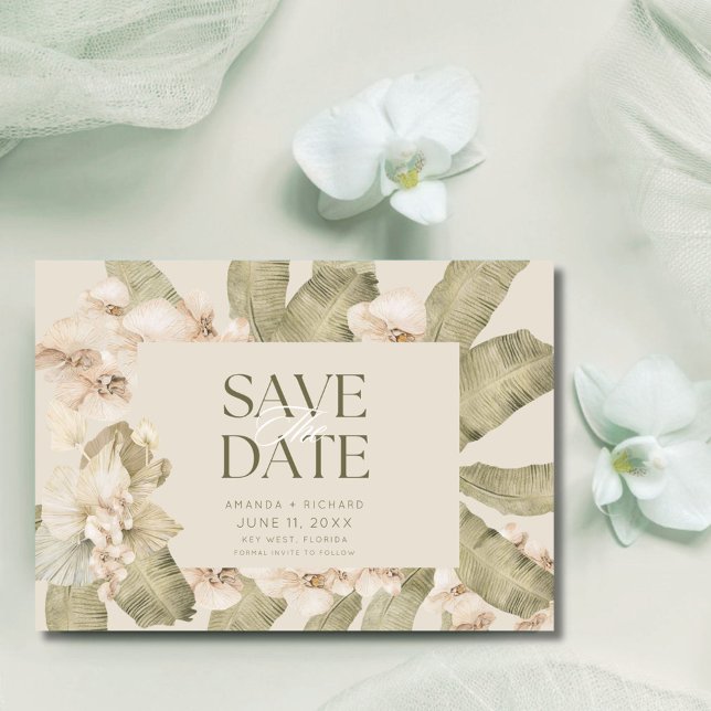 Elegant Tropical Beach Photo Wedding Save the Date (Elegant Tropical Beach Photo Wedding Save the Date)
