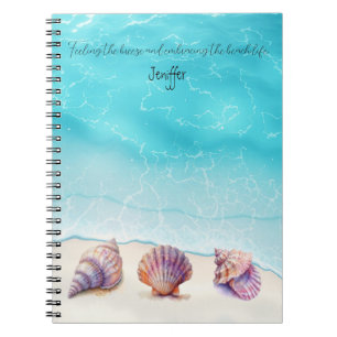 Elegant Tropical Beach  Seashells Pearls Nautical  Notebook