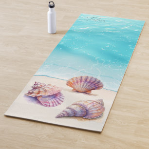 Elegant Tropical Beach Seashells Pearls Nautical Yoga Mat