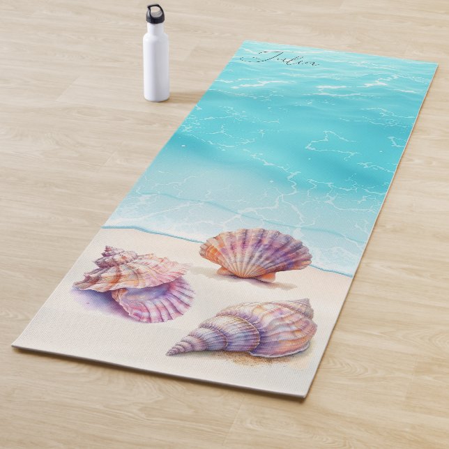 Elegant Tropical Beach Seashells Pearls Nautical Yoga Mat (In Situ)