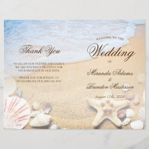 Elegant Tropical Beach Wedding Folded Program Card