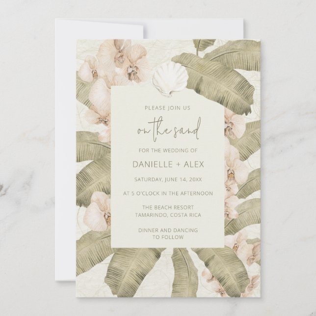 Elegant Tropical Beach Wedding  Invitation (Front)