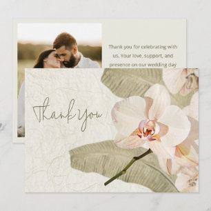 Elegant Tropical Beach Wedding Photo Thank You Card