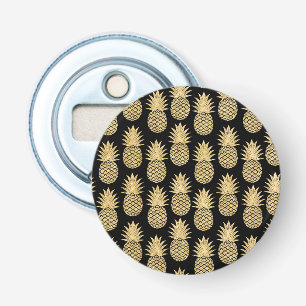 Elegant Tropical Black and Gold Pineapple Pattern Bottle Opener