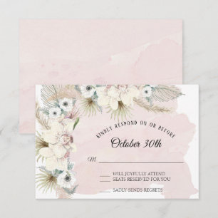 Elegant Tropical Boho Floral Earthy Faded Greenery Invitation