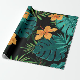 Elegant Tropical Botanical Floral & Leaves Art   Wrapping Paper