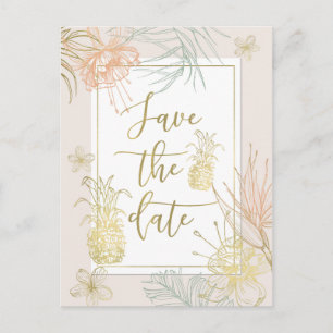 Elegant Tropical Botanical Floral Save the Date Announcement Postcard