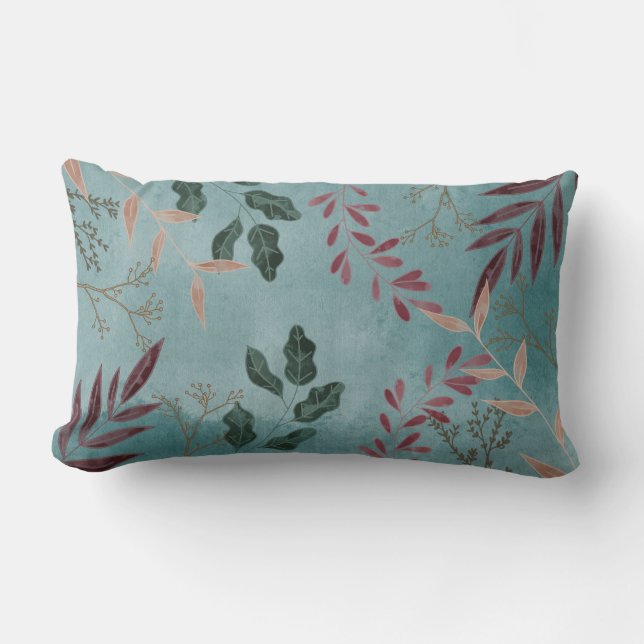 Elegant Tropical Botanical Lumbar Cushion (Front)