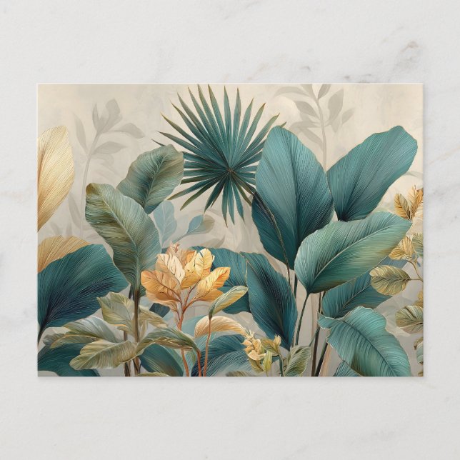 Elegant Tropical Botanical Wall Mural Postcard (Front)