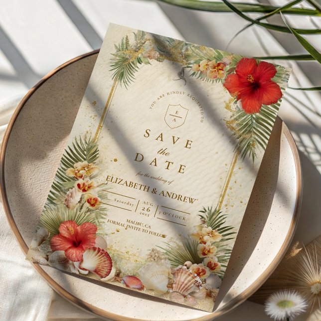 Elegant Tropical Botanical Wedding Save The Date (Creator Uploaded)