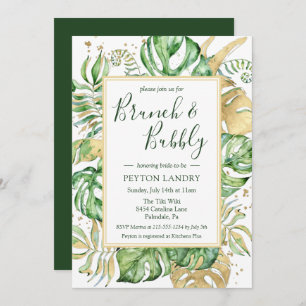 Elegant Tropical Brunch & Bubbly Bridal Shower Invitation
