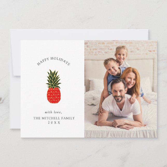 Elegant Tropical Christmas Pineapple | Photo Holiday Card (Front)