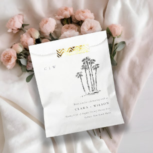 Elegant Tropical Coastal Palm Tree Sketch Wedding Favour Bag